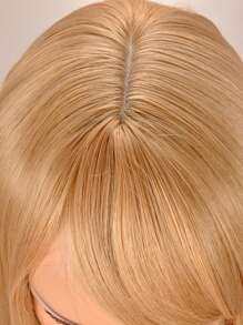 kanuosi Pelucas Bob De Lino Con Flequillo, Cabello Liso Para Forma De Cabeza De Pera - Lino Dorado - Ver 10