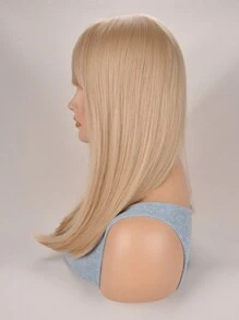 kanuosi Pelucas Bob De Lino Con Flequillo, Cabello Liso Para Forma De Cabeza De Pera - Lino Dorado - Ver 5