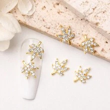 10 chiếc lá đá quý trong suốt làm móng tay hợp kim vàng lá phong trang sức nghệ thuật làm móng phụ kiện trang trí móng tay - Vàng - Xem 4