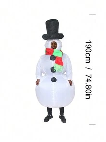 Disfraz Inflable De Muñeco De Nieve Navideño Para Adultos - Blanco - Ver 2