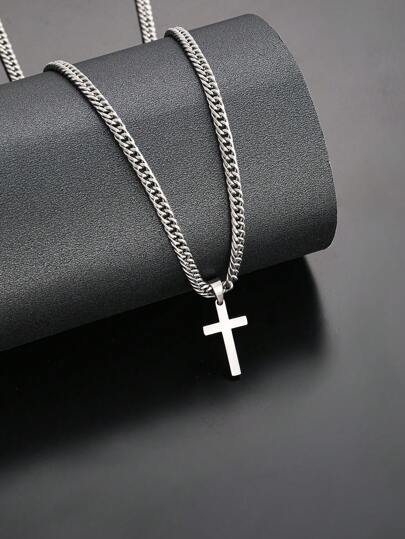 1 st. Hip Hop    Trendig Kors charm Kedja Halsband För Pojkar Modern Gothtjej Smycke Presenter För Dagligt slitage