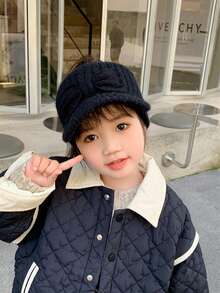 女孩子用針織帽/貝雷帽,2023新秋/冬季溫暖的嬰兒女孩棒球帽,有蓋耳帽、毛線帽、遮陽鴨舌帽,50-55cm,3-12歲 - 黑色 - 查看 6