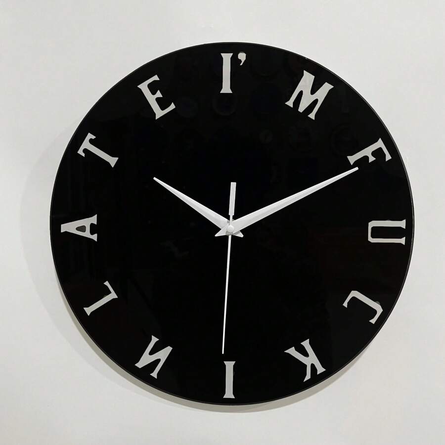 12英寸创意字母挂钟，字母图案，静音电池供电，适用于客厅、卧室、餐厅，个性化墙面装饰，表达心情，全新时间概念，拖延症患者的完美之选（不含电池）