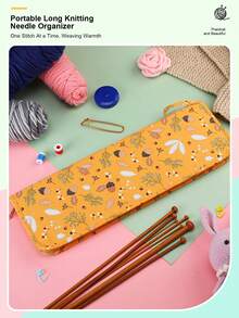 1PC Multi-Color Creative Printed Patterns Long Stick Needle Empty Bag Length 43cm Modern Cute Style Polyester Crochet Hook Tool Storage Bag With Zipper Easy To Carry Can Be Used For Gift Giving Spring Elegant - Multicolor - View 6