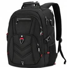 Mochila impermeable para hombre de 17,3-18,4 pulgadas con organizador de cables Mochila para portátil de viaje de negocios de gran capacidad de 17-18 pulgadas - Negro - Ver 1