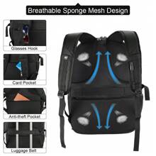 Mochila impermeable para hombre de 17,3-18,4 pulgadas con organizador de cables Mochila para portátil de viaje de negocios de gran capacidad de 17-18 pulgadas - Negro - Ver 5