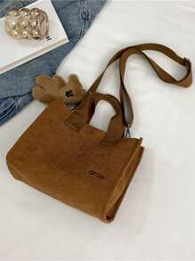 1pc Teen Girls' Candy Colored Pu Leather Small Square Crossbody Bag, Flap Closure, Suitable For Daily Use - Brown - View 4