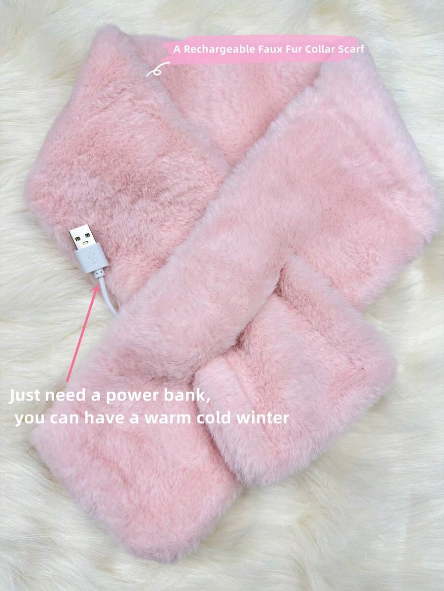1條女性可充電實色毛絨圍巾,柔軟保暖頸部,是女友、老師和媽媽的絕佳禮物