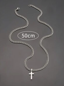 1條嘻哈潮流吊飾鏈,男孩朋克風格珠寶禮物,日常穿戴 - 銀色 - 查看 3