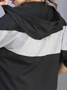 女士長袖口袋運動服,戶外跑步連帽夾克