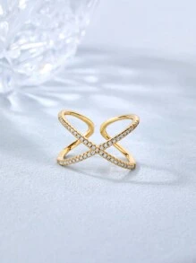 1pc New Arrival Cross & Flashy Multicolor Women's Ring, Ideal For Daily, Commuting, And Parties - Personalized Cross Colored Zirconia Women's Ring Gold - View 6