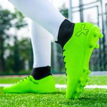 专业足球鞋，带 TPU 鞋钉，适合青少年学生比赛训练和橡胶碎片鞋钉，适合成人高帮足球鞋，绿色，完美搭配紧身裤 - 綠色 - 查看 1