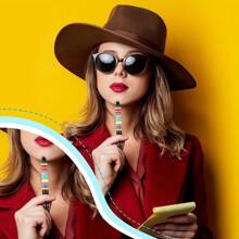 10入組塑料可串珠筆,珠寶原料構造的圓珠筆軸,帶有額外10支筆芯,適用於學校辦公室供應 (黑色)