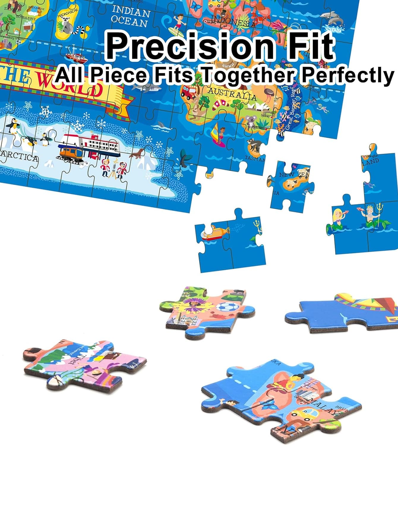 200 Pieces World Map Jigsaw Puzzle, Educational Geography Toy For