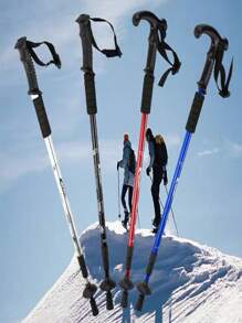 Bastón Aluminio Plegable Telescopico Campismo Senderismo Con Lampara - Azul - Ver 2