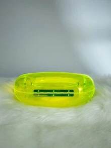 月亮形狀的塑膠透明手提袋,假日休閒風格,女性,金色/紅色/紫色/透明/綠色/品紅色,豪華個人迷你手提袋,派對手拿包,婚禮手拿包,晚宴手提袋 - 芥末黃 - 查看 6