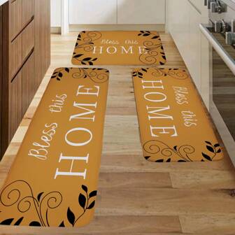 1pc "Home" Letter Kitchen Themed Rug, Thick Microfiber Material Absorbent Non-Slip Kitchen Carpet, Thick Cushioned Fatigue-Relief Kitchen Mat, Skin-Friendly Soft Elastic Foam Pad, Suitable For Kitchen Doorway, Indoor Entrance, In Front Of Sink, Multiple Patterns And Sizes Available Home Bathroom Decor Outdoor Rug Door Mat Fall Decor Bathroom Accessories Back To School Entryway Decor
