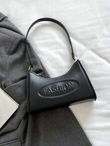 Solid Color Minimalist Lightweight Shoulder Bag - Black - View 6