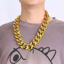 3/1pc European & American COS Hip Hop CCB Exaggerated Necklace, Big Gold Chain, Plastic Imitation Gold Performance Festival Prop Chain Set