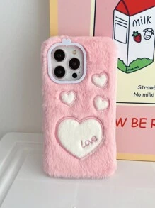 A And Beautiful Embroidered Love Plush Mobile Phone Case Compatible With Apple*Huawei*Samsung*Xiaomi*Redmi*Oppo*Vivo