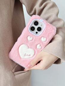 A And Beautiful Embroidered Love Plush Mobile Phone Case Compatible With Apple*Huawei*Samsung*Xiaomi*Redmi*Oppo*Vivo