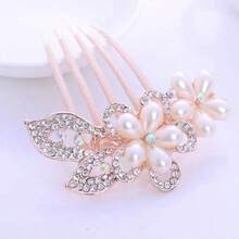 女士五瓣花髮夾 - 棕色 - 查看 4