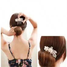 女士五瓣花髮夾 - 棕色 - 查看 2