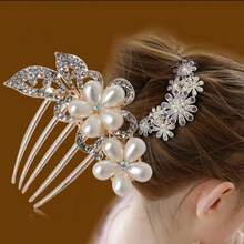 女士五瓣花髮夾 - 棕色 - 查看 1