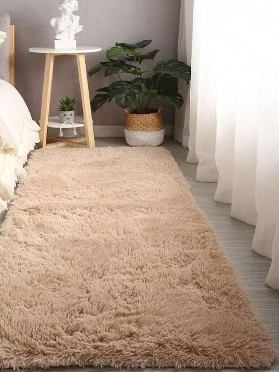 Tapete Passadeira Peluda Felpuda 2,00 X 0,60 m Macia Para Quarto Corredor Beira de Cama - Caqui - Visão 1