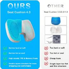Memory Foam Seat Cushion & Gel Seat Cushion - Ergonomic Chair Cushion For Coccyx Butt Tailbone Sciatica&Back Pain Relief, Comfort With Pressure Support For Office Chair,Car Seat&Wheelchair, Light Gray - Màu Xám nhạt - Xem 2