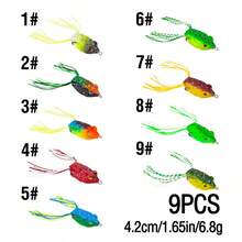 9pcs Mini Mềm mại Con ếch 3D Mắt Mồi câu cá Nổi Với Giường đôi tiêu chuẩn Móc - Nhiều màu - Xem 2