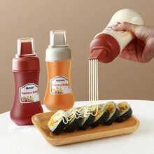 1個擠醬瓶,防漏可補充調味料容器,適用於沙拉番茄醬蜂蜜果醬,擠醬瓶蠔油擠瓶,家居廚房用品 - 紅色 - 查看 1