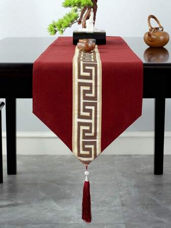 中国風 テーブルクロス ジオメトリック柄 テーブルフラッグ 防水性 ラグジュアリー テーブルランナー
