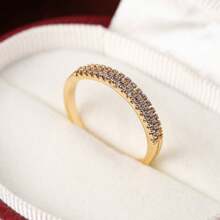 1pc High-end Ladies' Elegant Wedding Ring With Zirconia - Yellow Gold - View 32