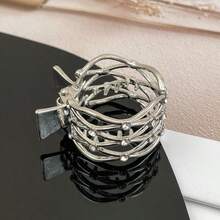 1pc Ladies' Silver High Ponytail Clip, Luxurious & Shiny Hair Accessory Suitable For Daily Use - Silver - View 3