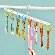 白色多功能衣架帶可旋轉夾子,衣服晾乾架,帽子收納架,防滑加厚衣架,衣架,8夾多功能防滑節省空間的洗衣晾乾架壁櫥收納組,直線形狀襪子夾子架,襪子,內衣,帽子,衣服防滑夾子,空氣晾乾和存儲,家居用品 - 白色 - 查看 3