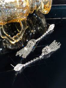 Andkiss 1pair Chain Tassel Earrings - Silver - View 4