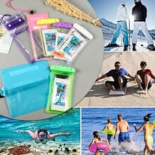 1個防水手機袋掛繩-透明可觸摸螢幕殼,適用於浴室、淋浴、溫泉、游泳、水上運動 - 藍色 - 查看 8