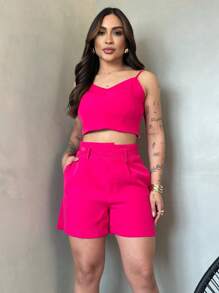 Women Two-piece Outfits - 玫紅色 - 查看 2