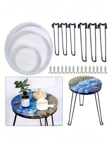 10寸圓形展示桌模具,自製海洋主題環氧樹脂灌注矽膠模具,可用於桌子和凳子 - 圓形擺台模具10in - 查看 1