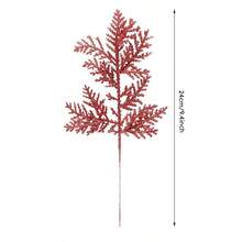 5入組人工聖誕樹枝,玫瑰金閃粉松針,適用於製作聖誕花環、婚禮等diy裝飾