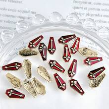 10入組復古盾牌&設計金色diy指甲藝術裝飾,合金材質