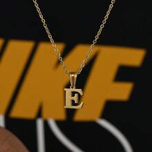 1入流行時尚不鏽鋼字母吊墜項鍊，DIY字母吊墜項鍊，名字定制禮物 A-Z字母吊墜女士項鍊 - 金黃色 - 查看 3
