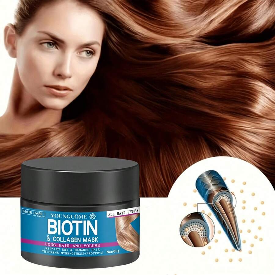 60g/Pack Hair Mask With Biotin, Collagen, Keratin For Damaged Hair