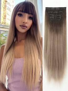 Clip In Hair Extensions Ombre Color 11 CLips 20 Inch 4pcs Set Long Wavy Hair Extension For Girls Women Synthetic Hairpieces - Multicolor - View 1