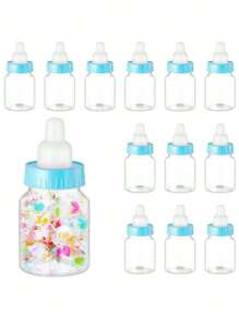 12 piezas Bote de caramelos con forma de biberón, caja de recuerdos, caja de regalo de primer cumpleaños del bebé, caja de regalo de festival, bolsas de regalo para fiestas de boda y cumpleaños, suministros para bodas y cumpleaños, decoraciones para el hogar y fiestas - Azul - Ver 1