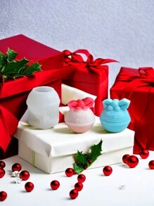 1 pezzo Stampo natalizio a forma di campana, pupazzo di neve, renna, frutta natalizia, pupazzo di neve fuso per decorazioni FAI DA TE in cera, gesso, resina, silicone - Bianco - Visualizzare 3