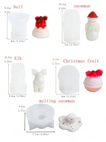 1 pezzo Stampo natalizio a forma di campana, pupazzo di neve, renna, frutta natalizia, pupazzo di neve fuso per decorazioni FAI DA TE in cera, gesso, resina, silicone - Bianco - Visualizzare 2