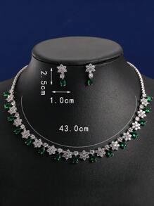 3入組華麗女士珠寶套裝,時尚立體氧化鋯石花朵裝飾,水滴吊墜,適合婚禮晚宴襯托頸部美感,結婚週年紀念禮品 - 套裝 - 查看 18