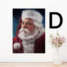1入圣誕節牆藝術油畫,聖誕老人帆布油畫,浴室,臥室,辦公室,客廳家居牆壁裝飾,無框印花